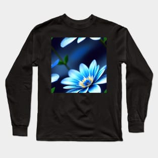 Just a Blue Flower Pattern 3 - Elegant and Sophisticated Design for Home Decor Long Sleeve T-Shirt